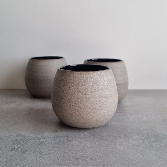 Handleless Ceramic Coffee Mug, Matte Gray and...