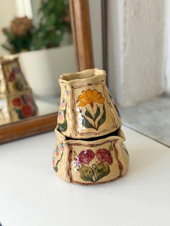 Handpainted Ceramic Matcha Bowl, Framed Gard...