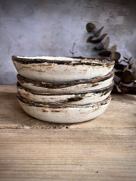 Ceramic Bowl, White Bowls, Rustic Bowls, Past...