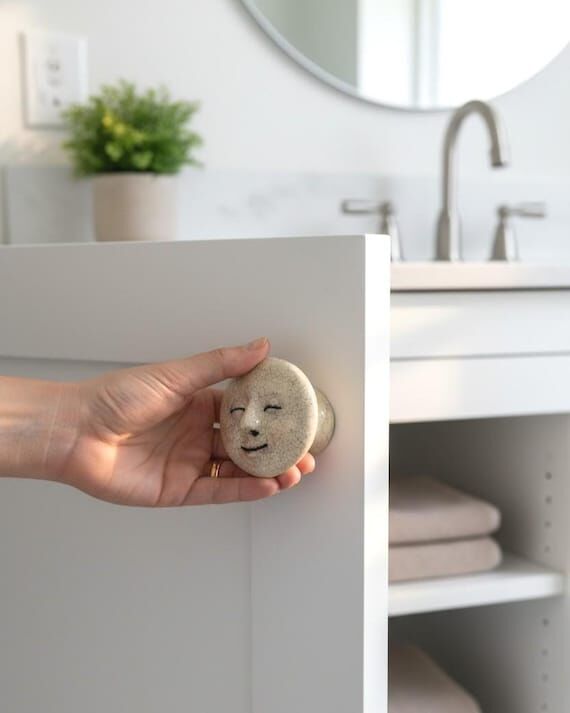 Unique Pottery Face Cabinet Knob, Artistic Dr...