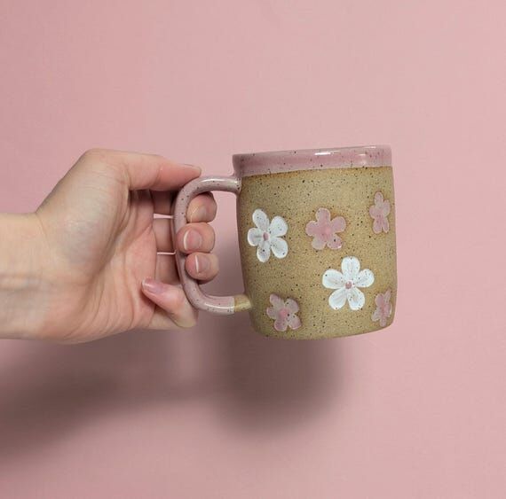 Ceramic Flower Mug in Pink Primrose...