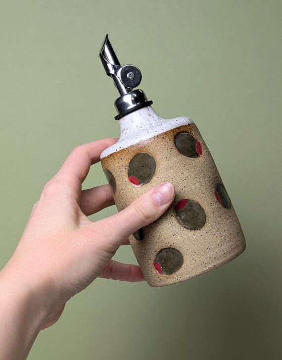 Ceramic Oil Cruet in Olive...