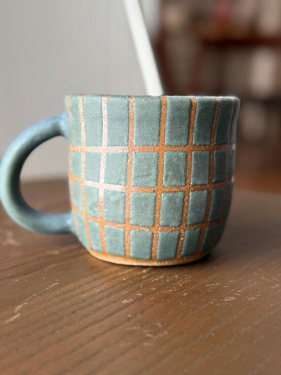 Blue handmade tile mug...