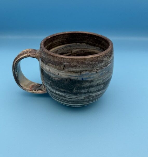Wheel-Thrown Espresso Mug, Artisan Swirl Cera...