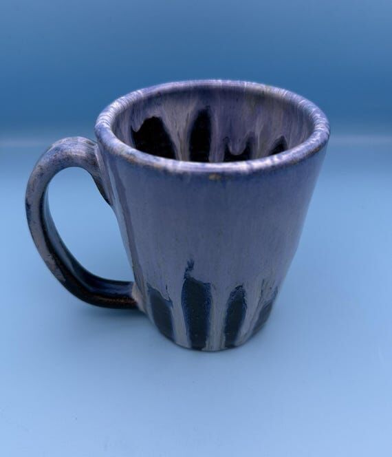 Handmade Stoneware Mug, Pale Blue Lavender Dr...