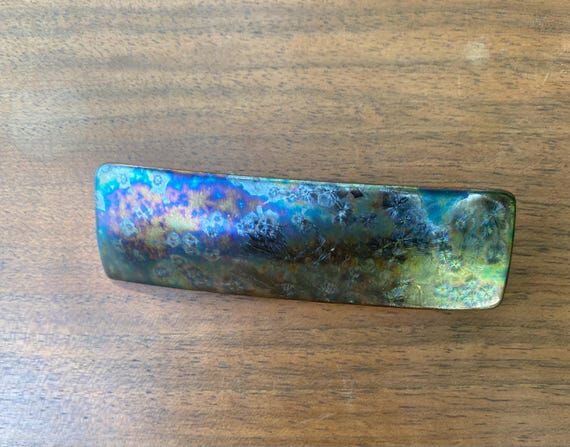 Rainbow Glazed Ceramic Hair Barrette with Cry...