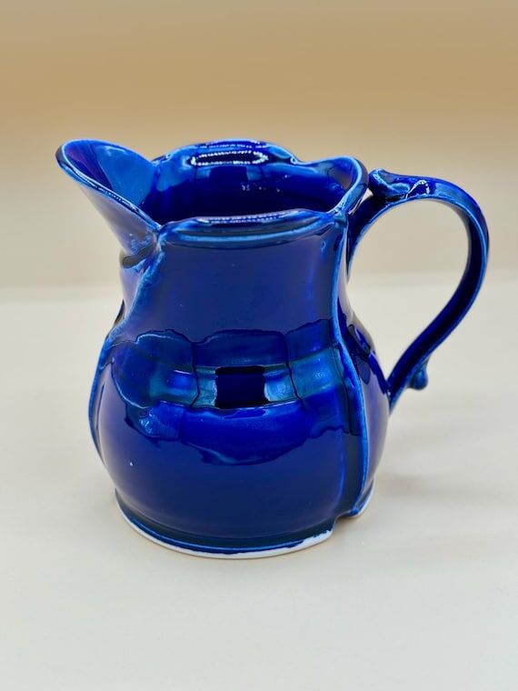 Elegant Ceramic Oxford Blue Pitcher, Vintage ...