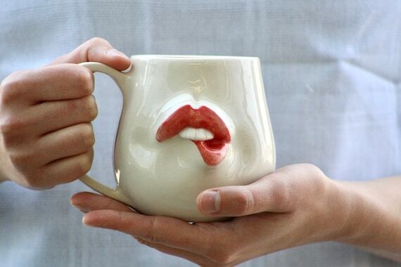 Handmade Ceramic Lip Mug: Unique Coffee Mug...