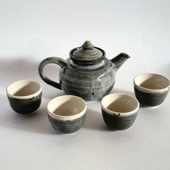 Black Tea, Sake, Cacao Decanter with 4 Cups...