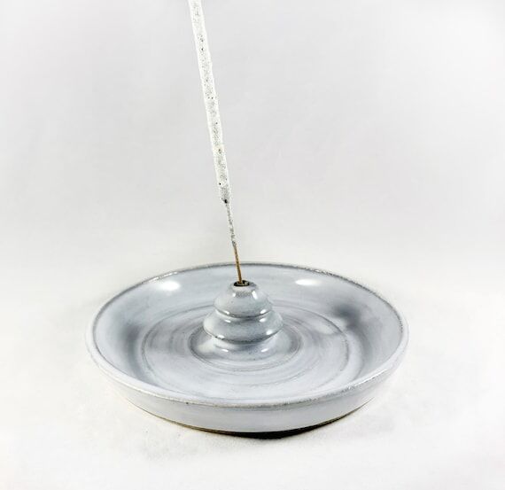Wheel Thrown White Ceramic Incense Burner...