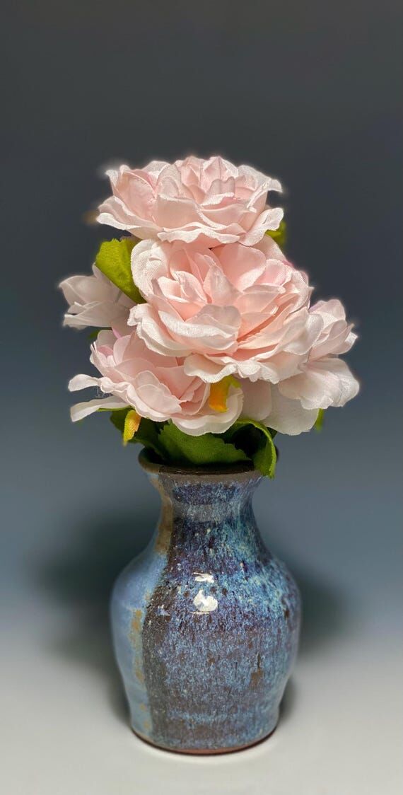Handmade Ceramic Bud Vase, 4" Tall, Floa...