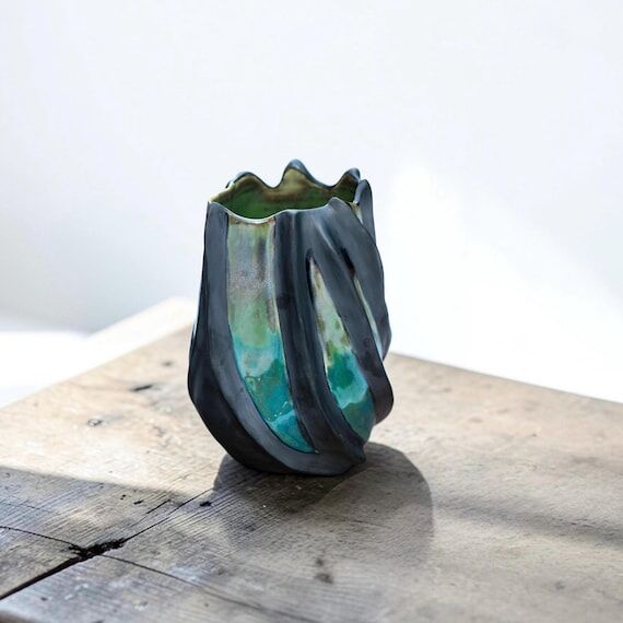 Tectonic Current Vase - Handmade Ceramic Scup...