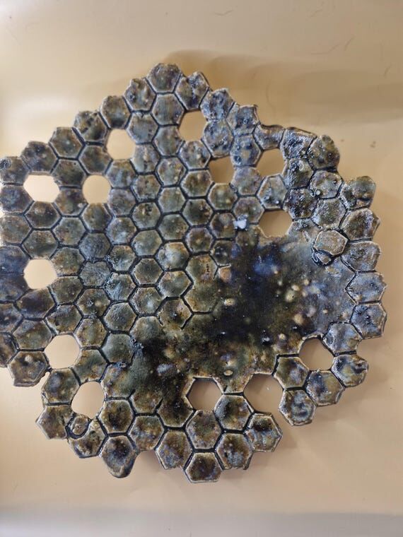 Handmade Honeycomb Ceramic Platter | Unique T...