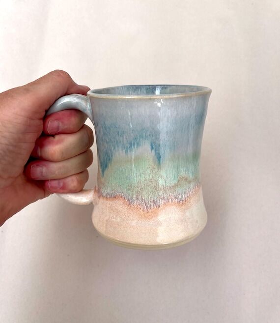 Handmade Wheel Thrown Stoneware Mug Hourglass...