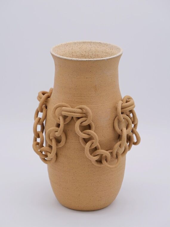 Large Sculptural Ceramic Chain Vase | Handmad...