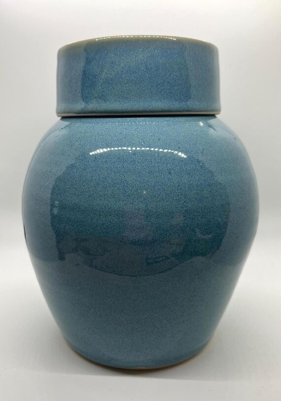 Handmade Ceramic Urn – Blue Green (230 cu i...