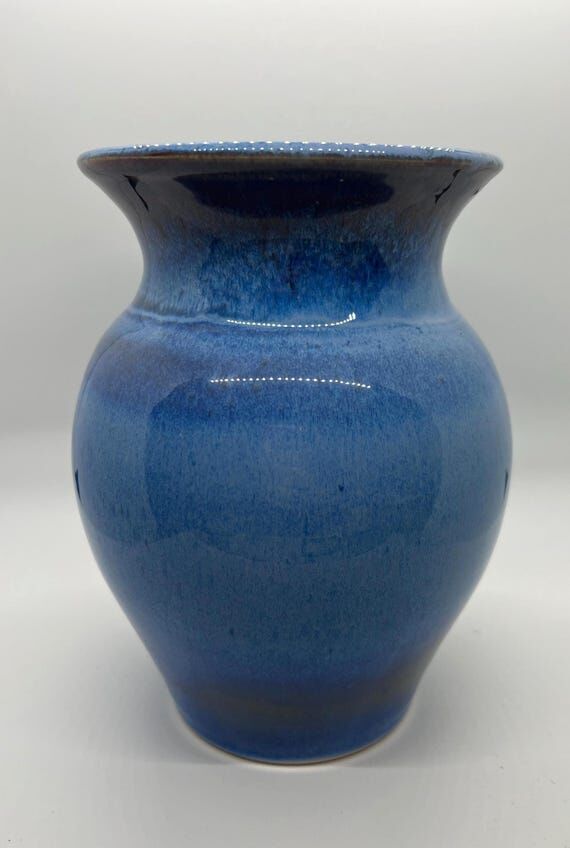 Handmade Blue Ceramic Vase 8” Tall...