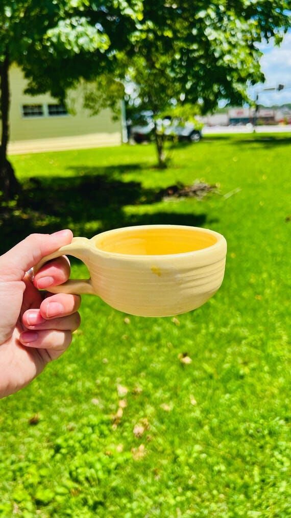 Handmade Yellow Ceramic Coffee Mug: Minimalis...
