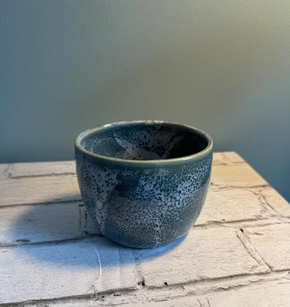 Unique oval bowl handmade with variegated gla...