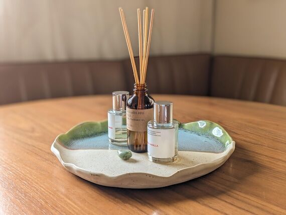 Handmade Ceramic Tray: Tropical Lagoon Glaze,...