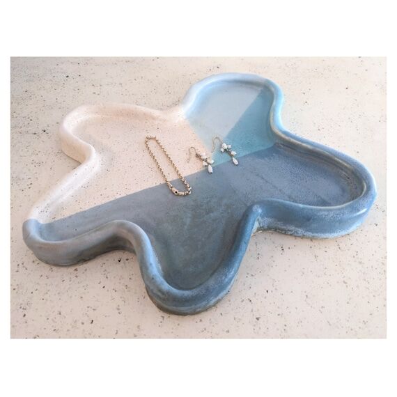 Handmade Ceramic Wave Trinket Tray, Cascading...