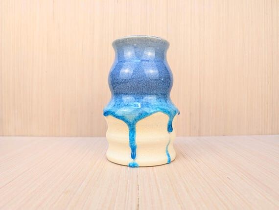 Pacific Drift Sculptural Wave Vase – Deep E...