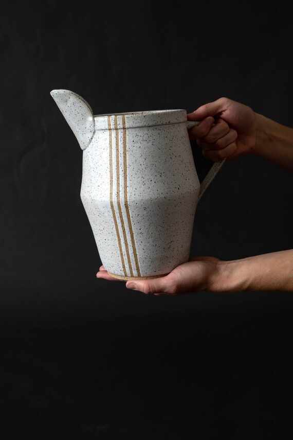 Handmade Ceramic Pitcher: Speckled White Glaz...