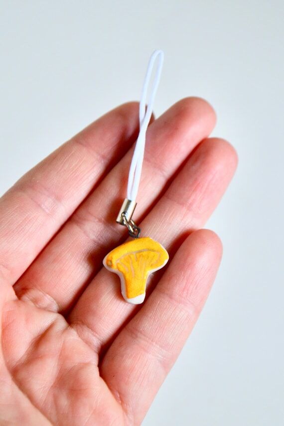 Unique Ceramic Chanterelle Mushroom Charm - P...