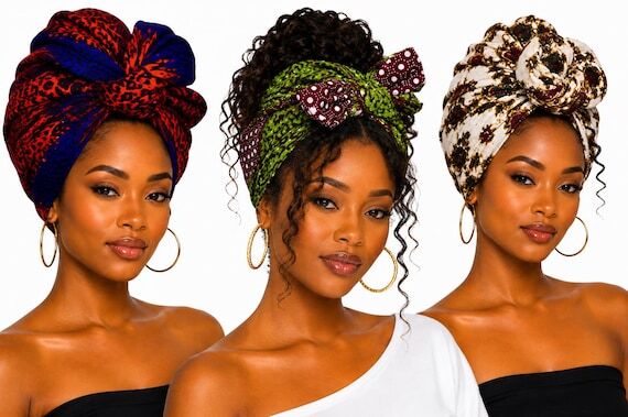 African Print Head Wrap: Ankara Bandanna, Cot...