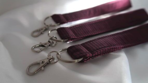 Striped Fabric Wrist Lanyard Keychain: Upcycl...