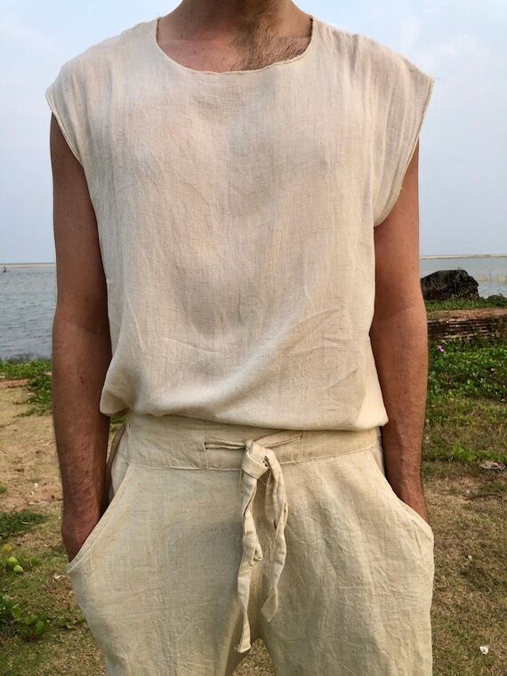 Handmade Hemp Singlet / Organic Hemp / Custom...
