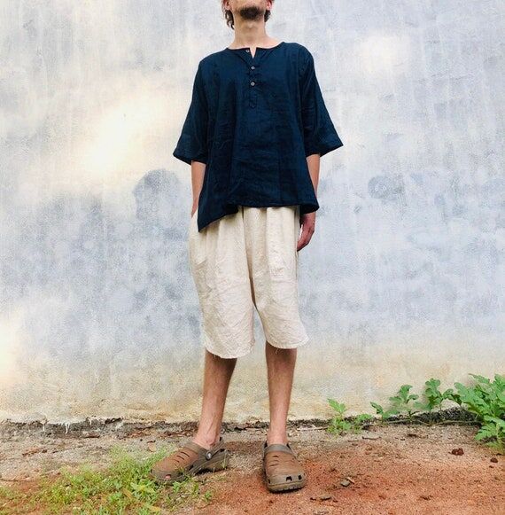 Handmade Flax Shorts / Organic Flax / Boho Hi...