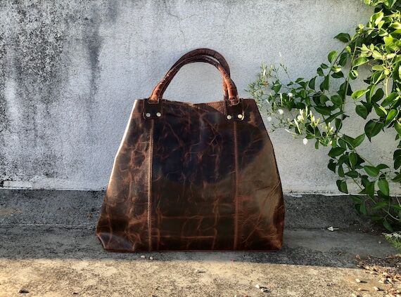 Handmade Asymmetric Leather Handbag / Indian ...