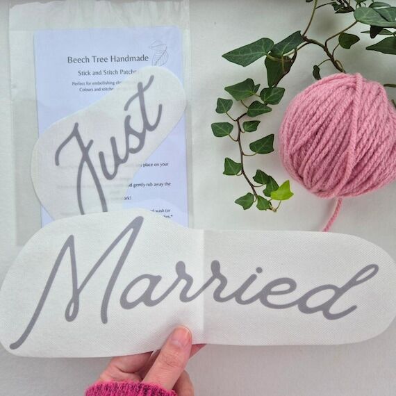 Just Married Stick and Stitch Embroidery Patt...