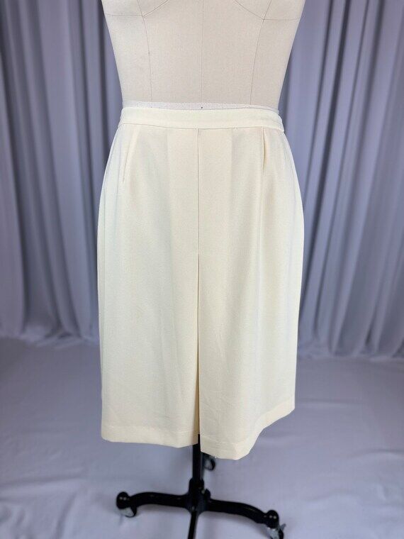 80s Vintage A-Line Pleated Skirt: Light Yello...