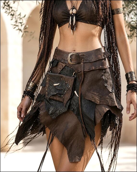 Layered Leather Viking Barbarian Skirt – Ha...