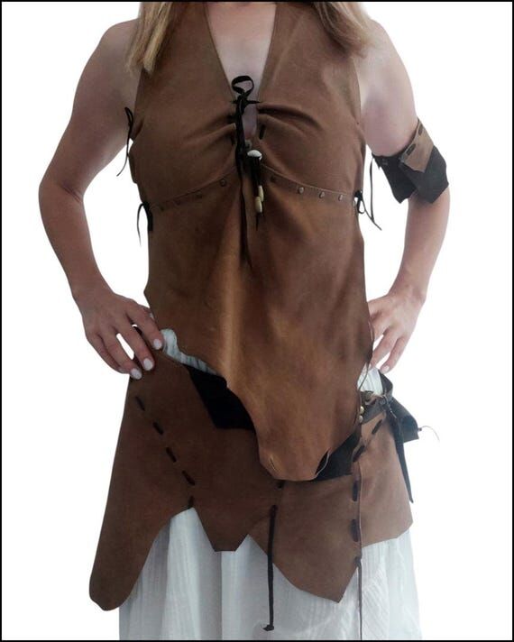 Handmade Suede Leather Bustier: Boho Fringe C...