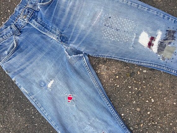 Mended & Repaired Thrashed 70s Levi’s Orang...