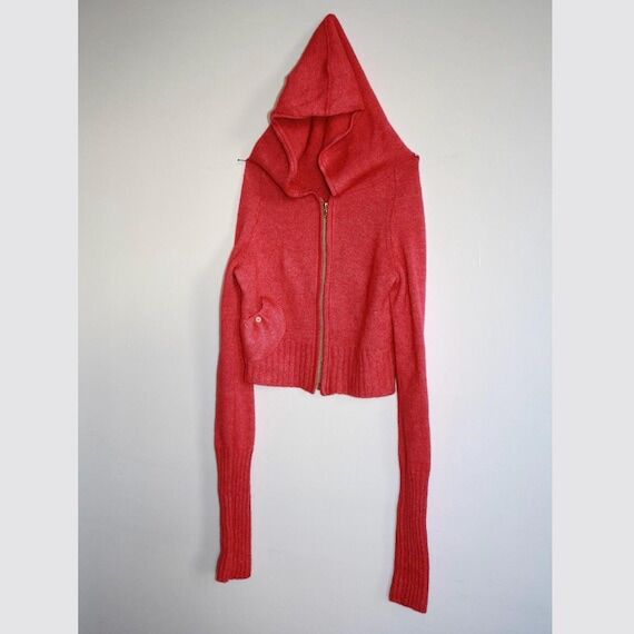 Silk & Wool Handmade Knit Hoodie in Barbie Pi...