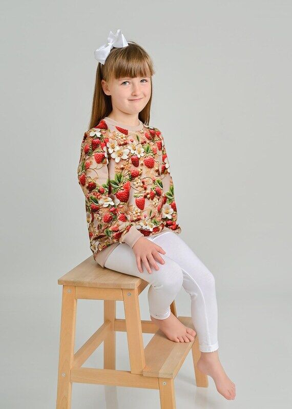 Girls strawberry top, Strawberry sweatshirt, ...