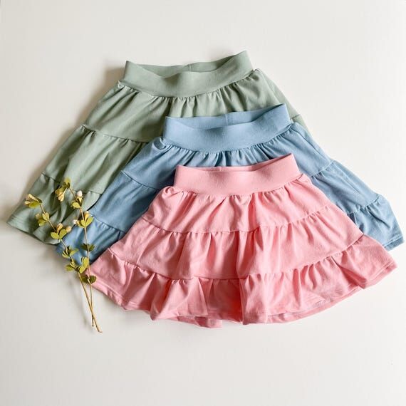 Solid Tiered Mini Skort: Solid Skirt, Attache...