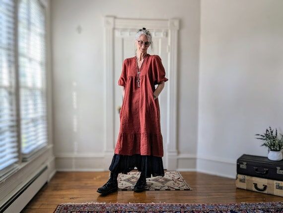 Linen Dresses / Puff Sleeve "Magnolia&qu...