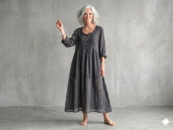 New - Women's Handmade Linen 'Michèle' Pleat...