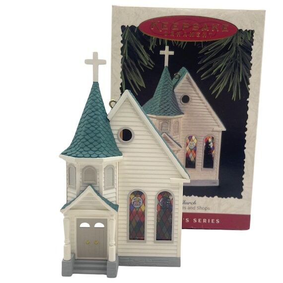 Vintage 1995 Hallmark Town Church Ornament, N...