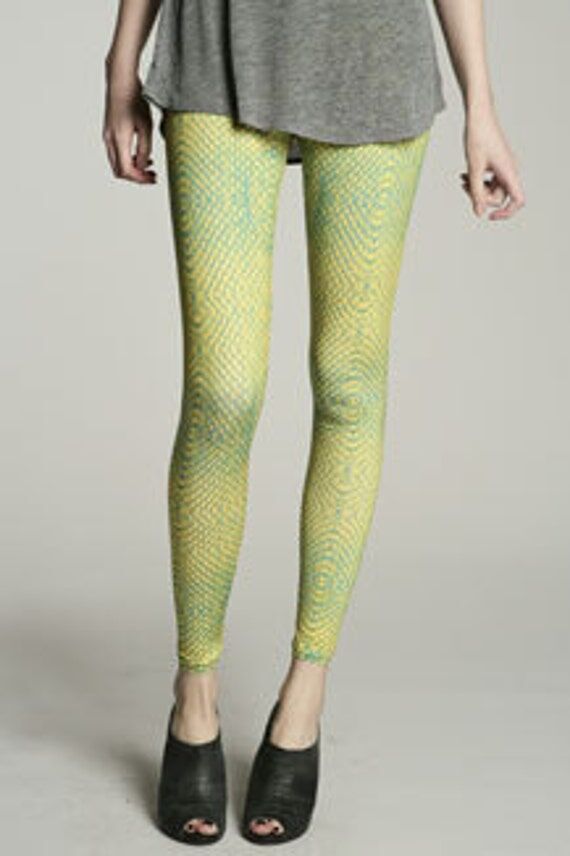 Leggings - Yoga Pants - Yellow Snake Print Yo...