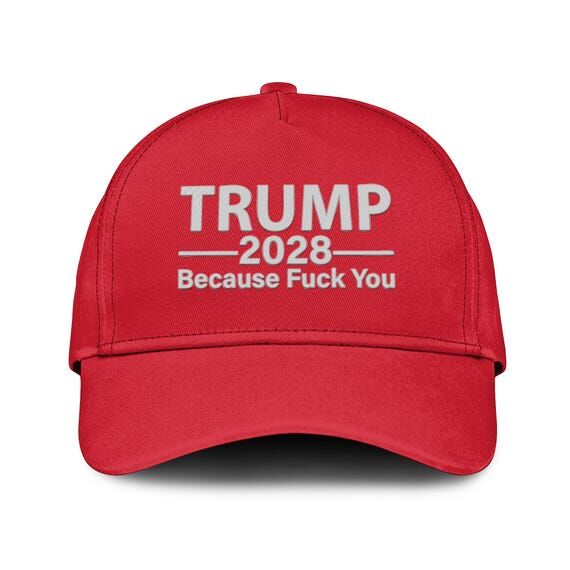 Trump 2028 Because Fuck You Embroidered Hat...