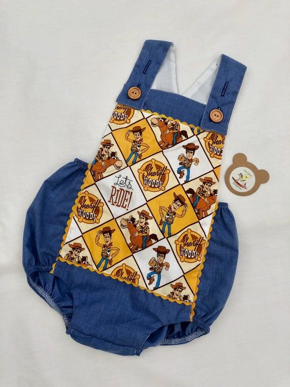 Cowboy baby romper suit handmade new characte...