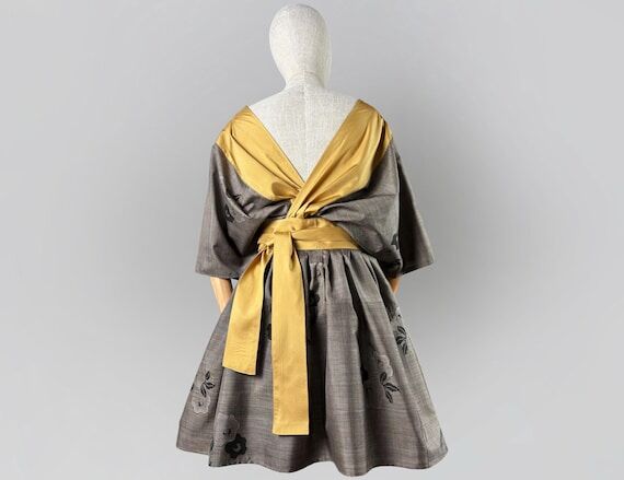 Blouson Silk Dress with Full Skirt. Vintage J...
