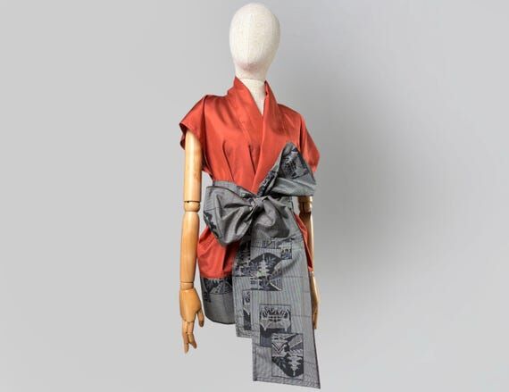 Silk Obi Bow Belt & Wrap Vest – Upcycled Vi...