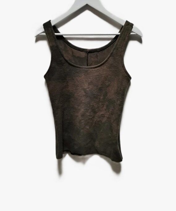 Earthy brown tank top womens bodice shirt sin...